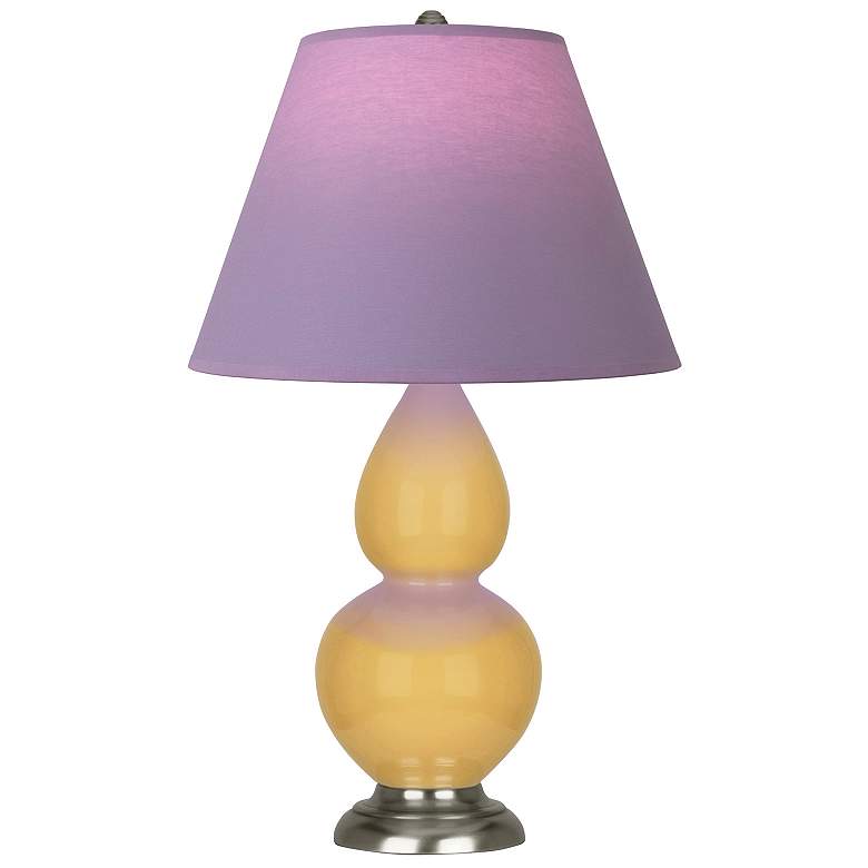 Image 1 Double Gourd 22.75"H Sunset And Silver Lamp w/ Lavender And Plum Shade