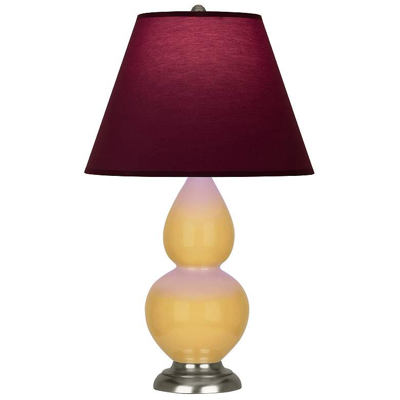 Image 1 Double Gourd 22.75"H Sunset And Silver Lamp w/ Plum And Lavender Shade