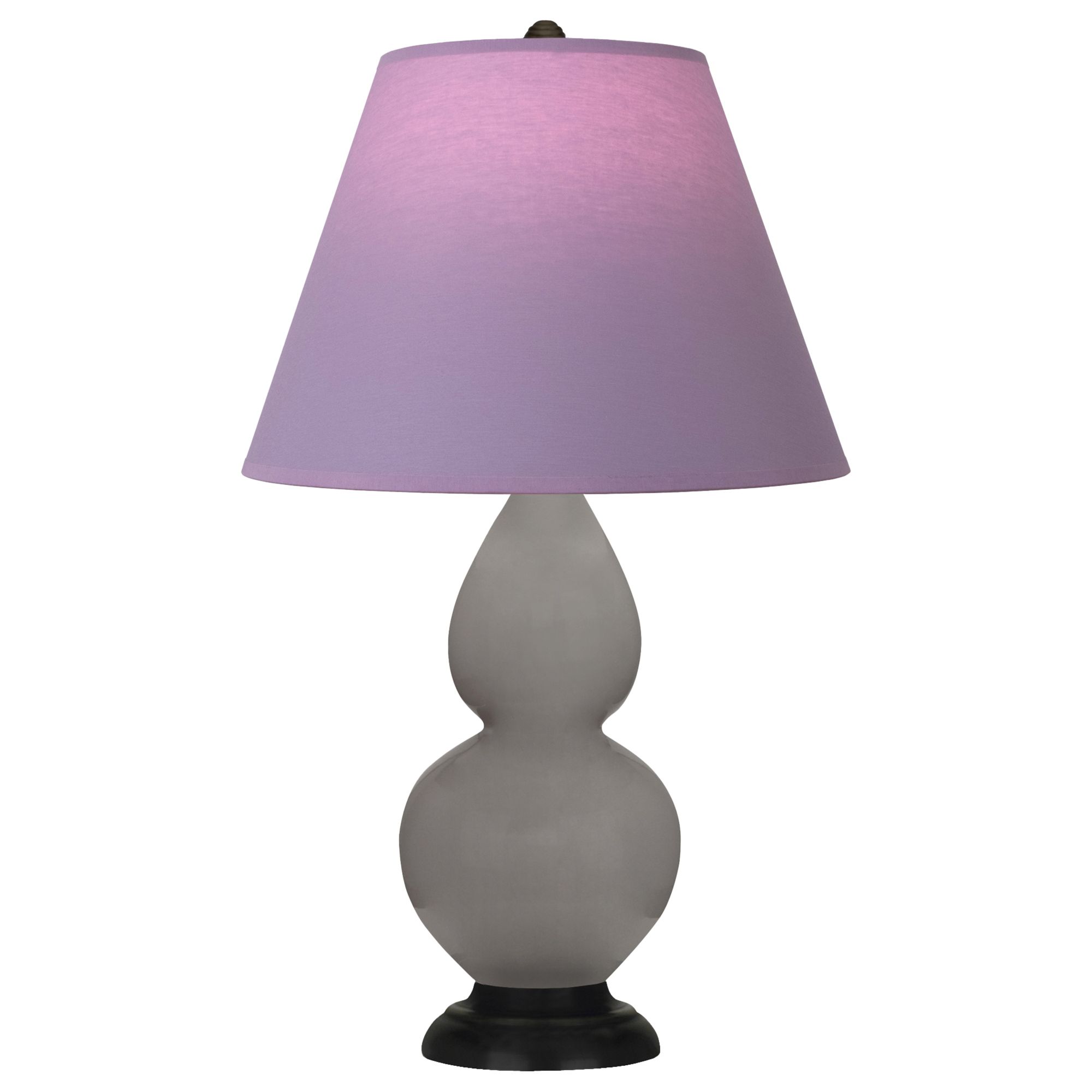 Image 2 Double Gourd 22.75"H Taupe And Brass Lamp w/ Lavender And Plum Shade more views