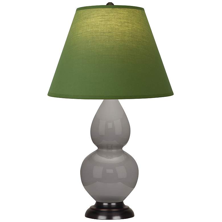 Image 1 Double Gourd 22.75"H Taupe And Brass Lamp w/ Tea Green And Taupe Shade