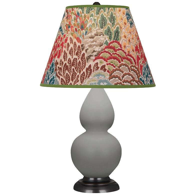 Image 1 Double Gourd 22.75"H Taupe And Bronze Accent Lamp w/ Fall Floral Shade