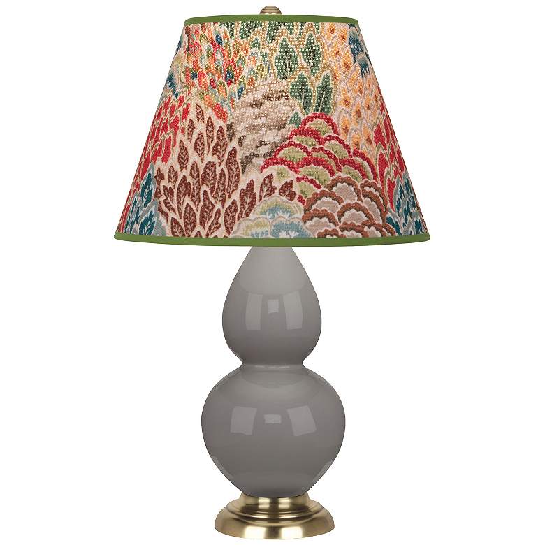 Image 1 Double Gourd 22.75"H Taupe And Bronze Accent Lamp w/ Fall Floral Shade
