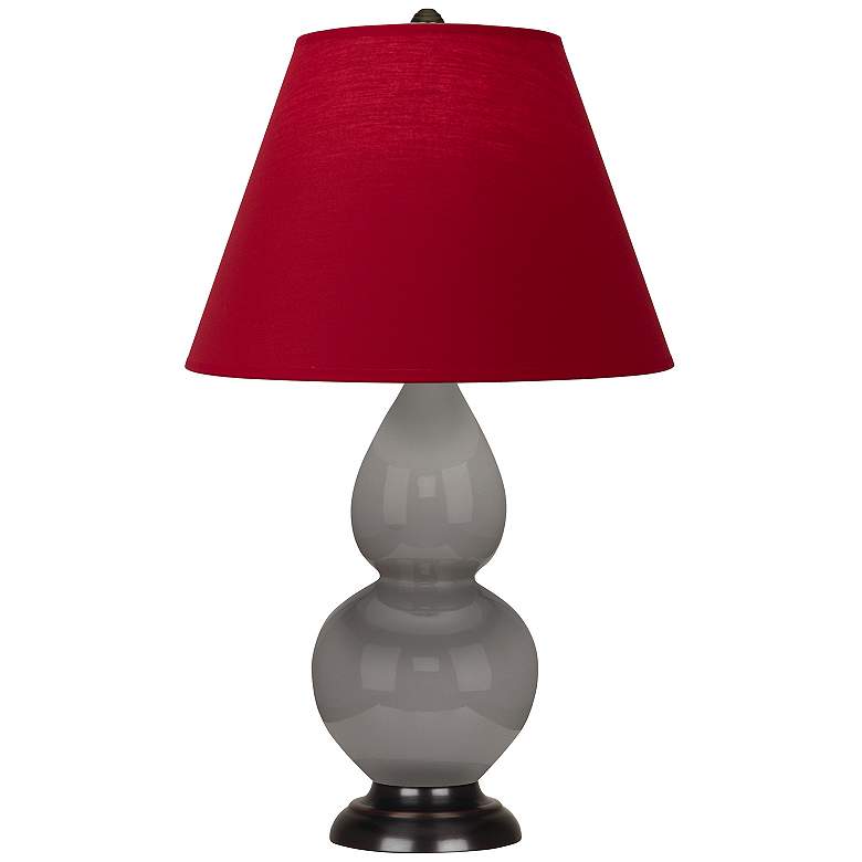 Image 1 Double Gourd 22.75"H Taupe And Bronze Accent Lamp w/ Rose Red Shade