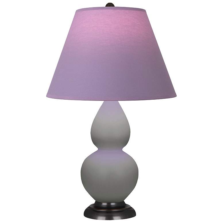 Image 1 Double Gourd 22.75"H Taupe And Bronze Lamp w/ Lavender And Plum Shade