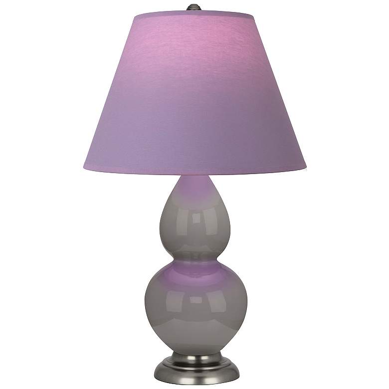 Image 1 Double Gourd 22.75"H Taupe And Bronze Lamp w/ Lavender And Plum Shade