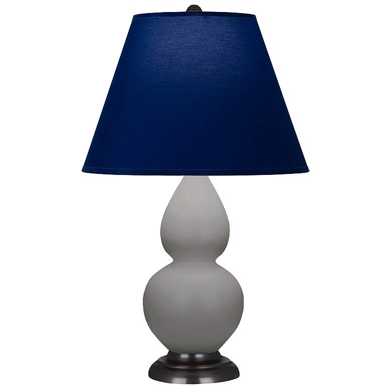 Image 1 Double Gourd 22.75"H Taupe And Bronze Lamp w/ Navy And Gray Shade