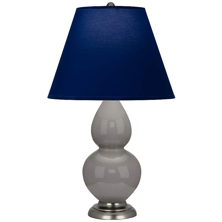 Image 1 Double Gourd 22.75"H Taupe And Bronze Lamp w/ Navy And Gray Shade