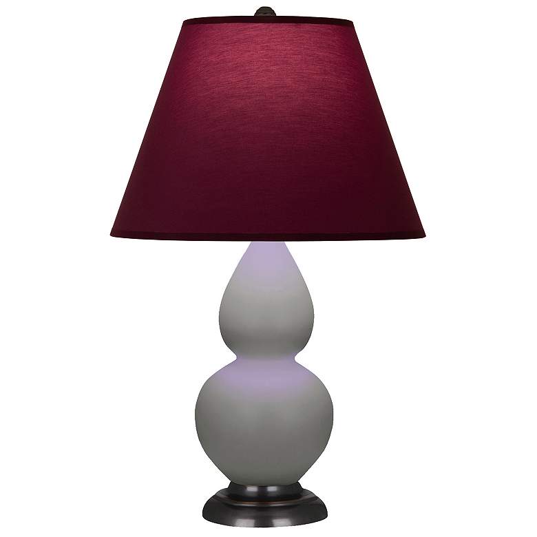 Image 1 Double Gourd 22.75"H Taupe And Bronze Lamp w/ Plum And Lavender Shade