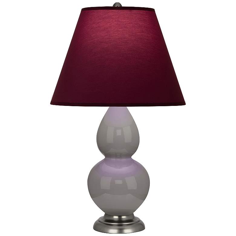 Image 1 Double Gourd 22.75"H Taupe And Bronze Lamp w/ Plum And Lavender Shade