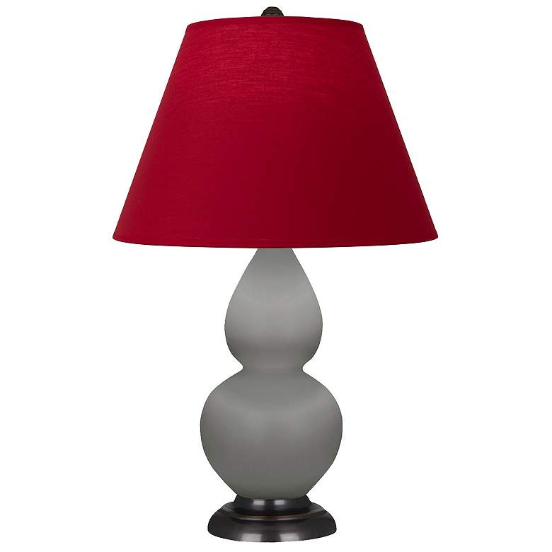 Image 1 Double Gourd 22.75"H Taupe And Bronze Lamp w/ Rose And Ink Shade