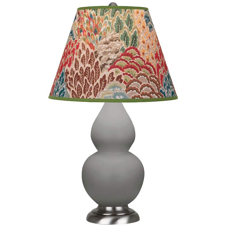 Image 1 Double Gourd 22.75"H Taupe And Silver Accent Lamp w/ Fall Floral Shade