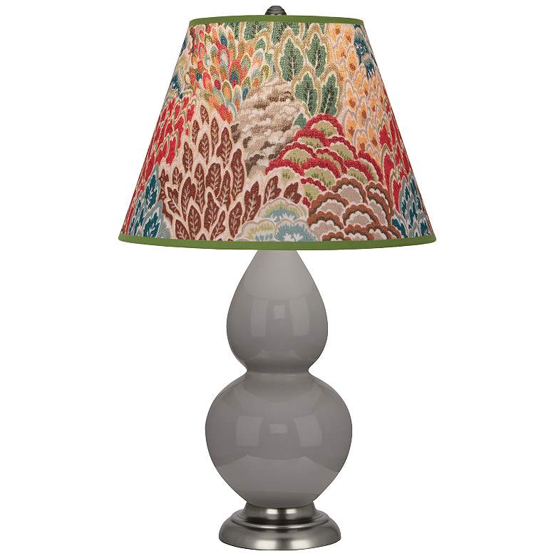 Image 1 Double Gourd 22.75"H Taupe And Silver Accent Lamp w/ Fall Floral Shade