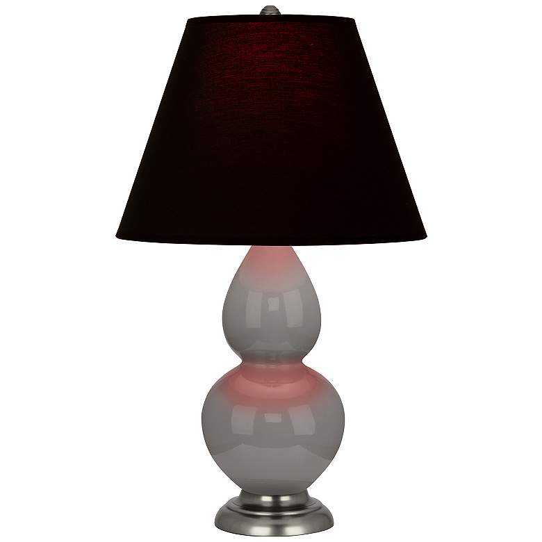 Image 1 Double Gourd 22.75"H Taupe And Silver Accent Lamp w/ Ink Black Shade
