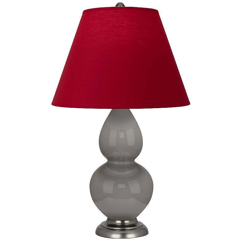 Image 1 Double Gourd 22.75"H Taupe And Silver Accent Lamp w/ Rose Red Shade