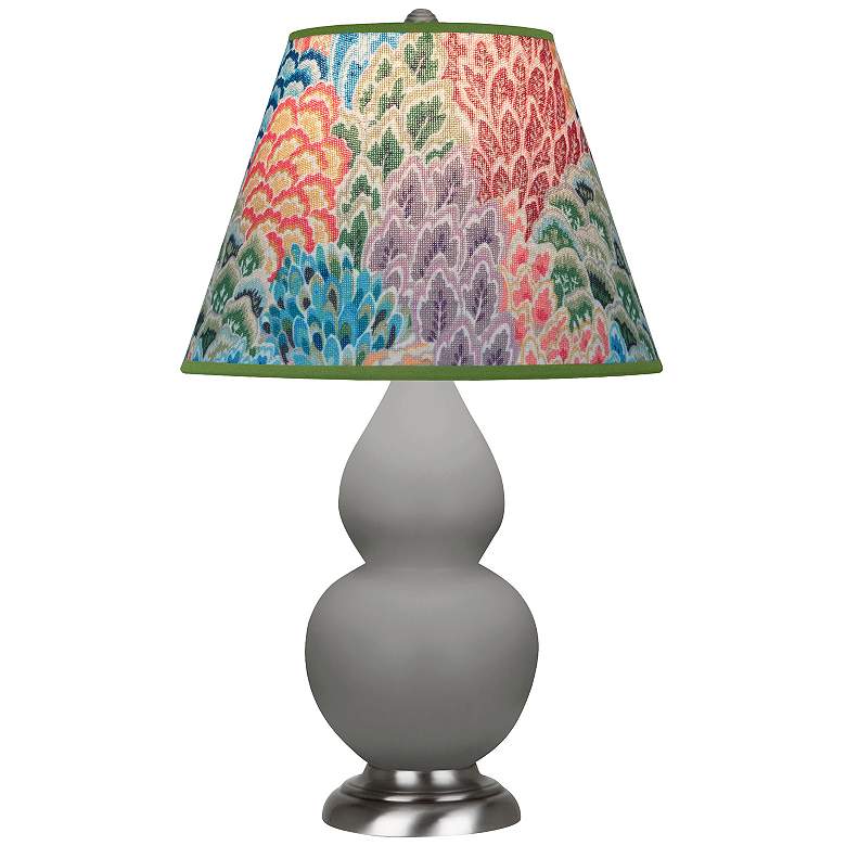 Image 1 Double Gourd 22.75"H Taupe And Silver Accent Lamp w/ Spring Shade