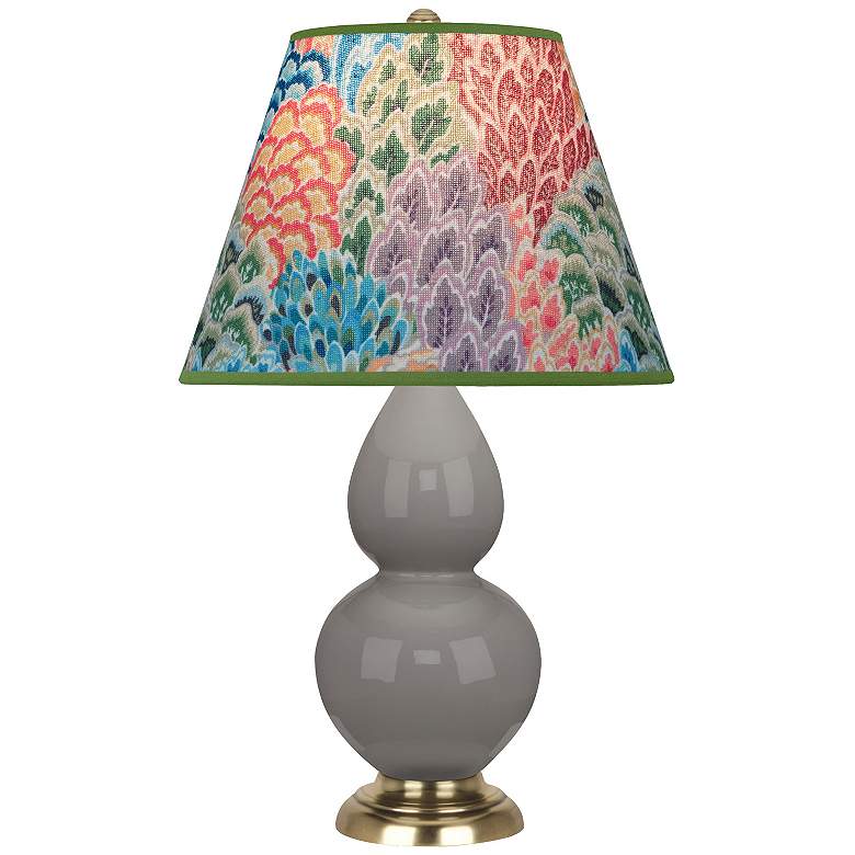 Image 1 Double Gourd 22.75"H Taupe And Silver Accent Lamp w/ Spring Shade
