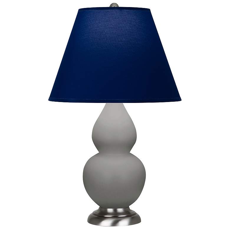 Image 1 Double Gourd 22.75"H Taupe And Silver Lamp w/ Navy And Gray Shade