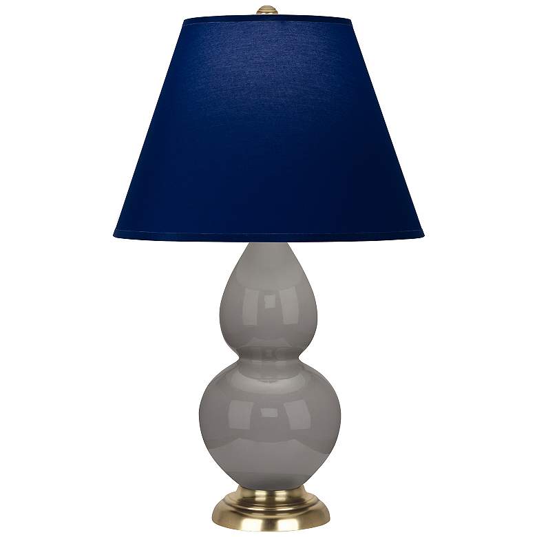Image 1 Double Gourd 22.75"H Taupe And Silver Lamp w/ Navy And Gray Shade