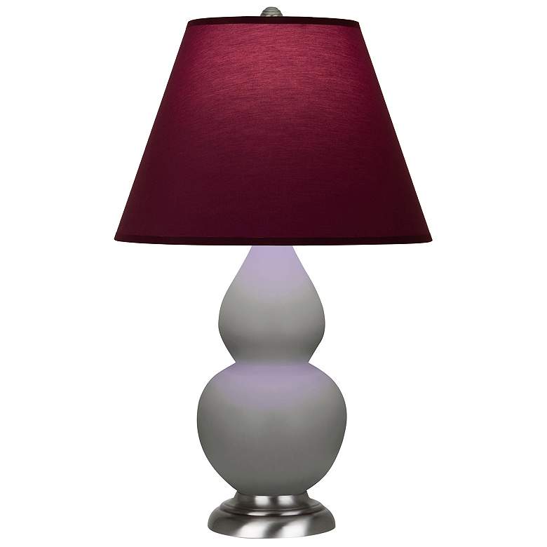 Image 1 Double Gourd 22.75"H Taupe And Silver Lamp w/ Plum And Lavender Shade