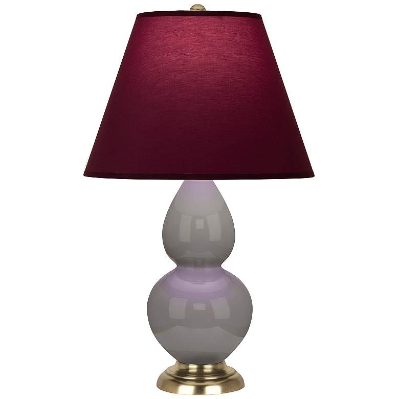 Image 1 Double Gourd 22.75"H Taupe And Silver Lamp w/ Plum And Lavender Shade