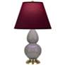 Double Gourd 22.75"H Taupe And Silver Lamp w/ Plum And Lavender Shade