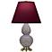 Double Gourd 22.75"H Taupe And Silver Lamp w/ Plum And Lavender Shade