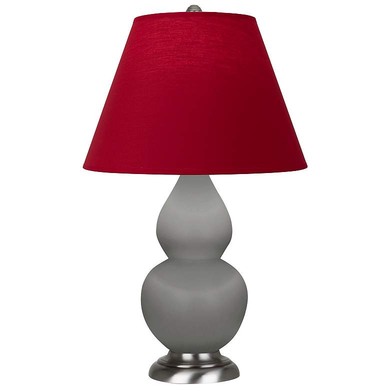 Image 1 Double Gourd 22.75"H Taupe And Silver Lamp w/ Rose And Ink Shade