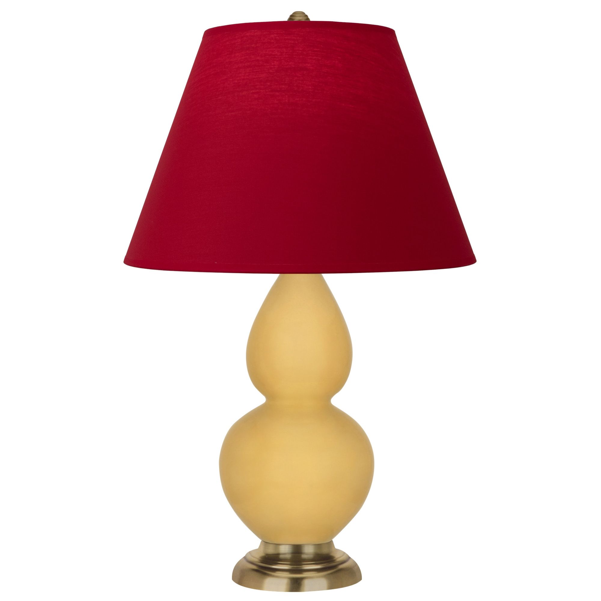 Image 2 Double Gourd 22.75"H Yellow And Brass Lamp w/ Rose And Ink Shade more views