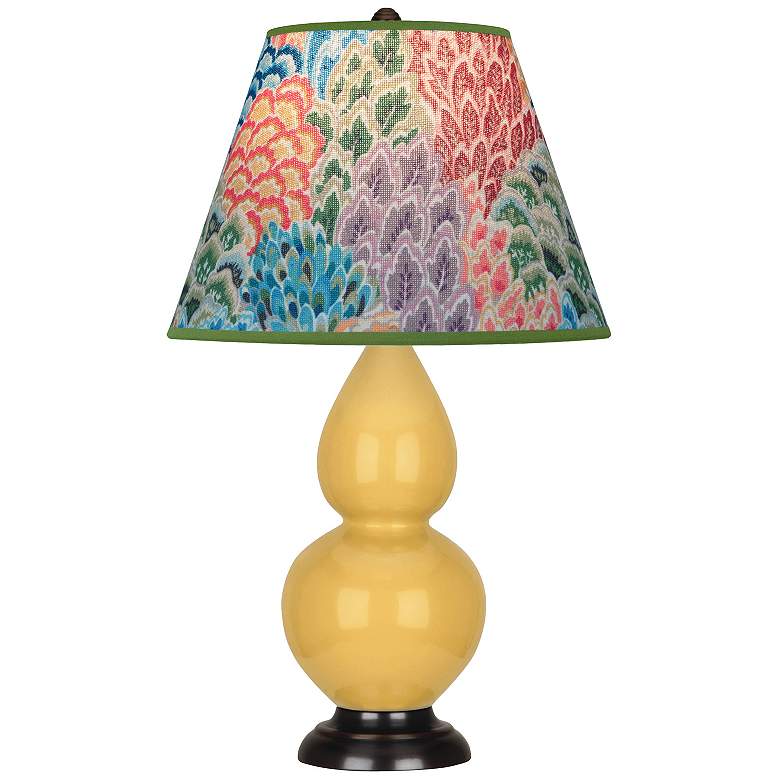 Image 1 Double Gourd 22.75"H Yellow And Bronze Accent Lamp w/ Spring Shade