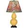 Double Gourd 22.75"H Yellow And Bronze Lamp w/ Fall Floral Shade
