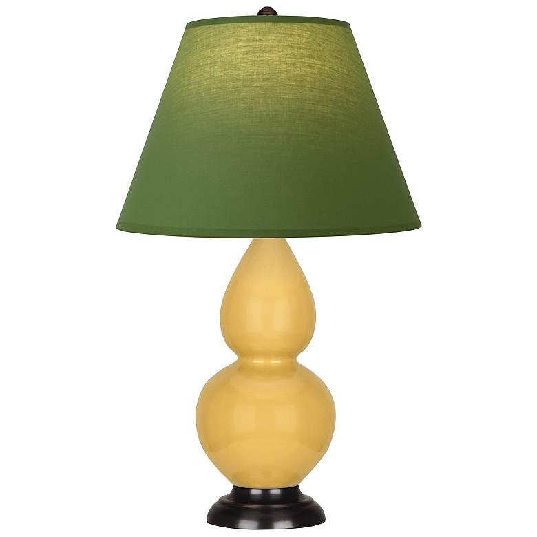Image 1 Double Gourd 22.75"H Yellow And Bronze Lamp w/ Tea And Taupe Shade