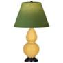 Double Gourd 22.75"H Yellow And Bronze Lamp w/ Tea And Taupe Shade
