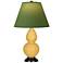 Double Gourd 22.75"H Yellow And Bronze Lamp w/ Tea And Taupe Shade