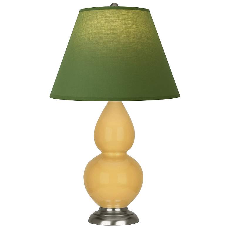Image 1 Double Gourd 22.75"H Yellow And Silver Lamp w/ Tea And Taupe Shade