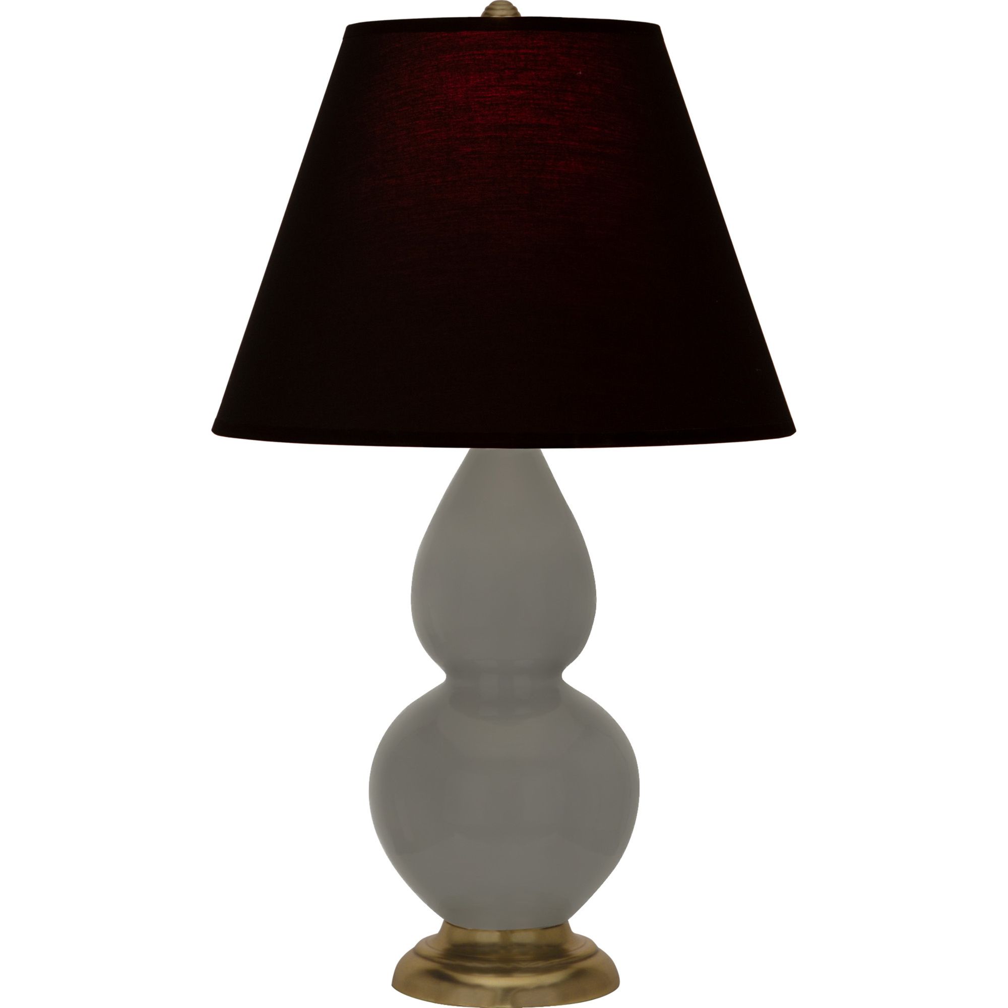 Image 2 Double Gourd 22.75"H Ash And Brass Accent Lamp w/ Ink And Rose Shade more views