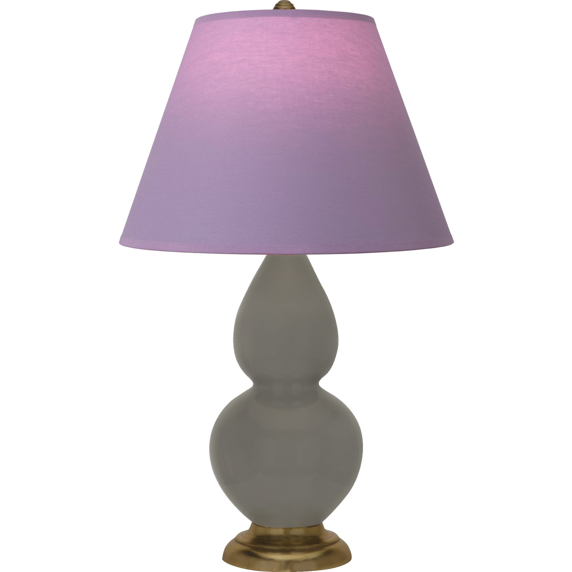 Image 2 Double Gourd 22.75"H Ash And Brass Lamp w/ Lavender And Plum Shade more views