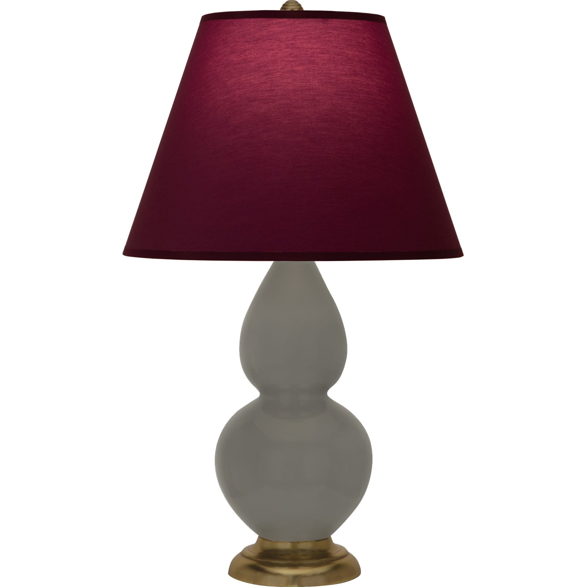 Image 2 Double Gourd 22.75"H Ash And Brass Lamp w/ Plum And Lavender Shade more views