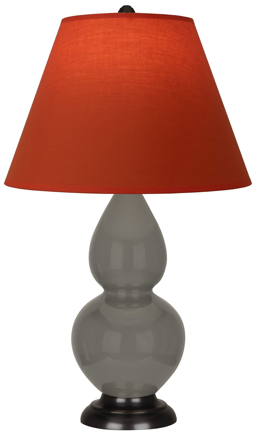 Double Gourd 22.75"H Ash &amp; Bronze Lamp w/ Tangerine &amp; Taupe Ma