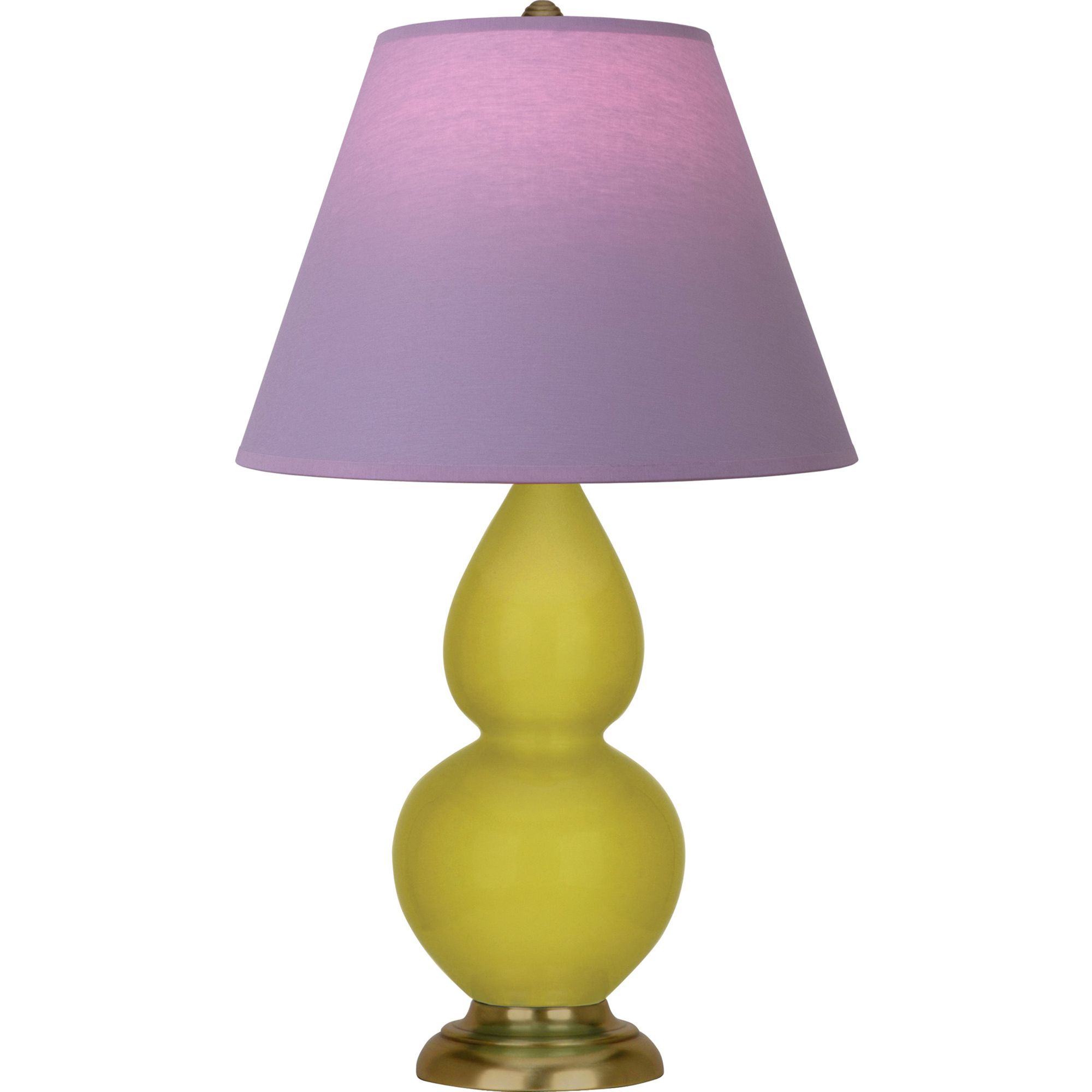 Image 2 Double Gourd 22.75"H Citron And Brass Lamp w/ Lavender And Plum Shade more views