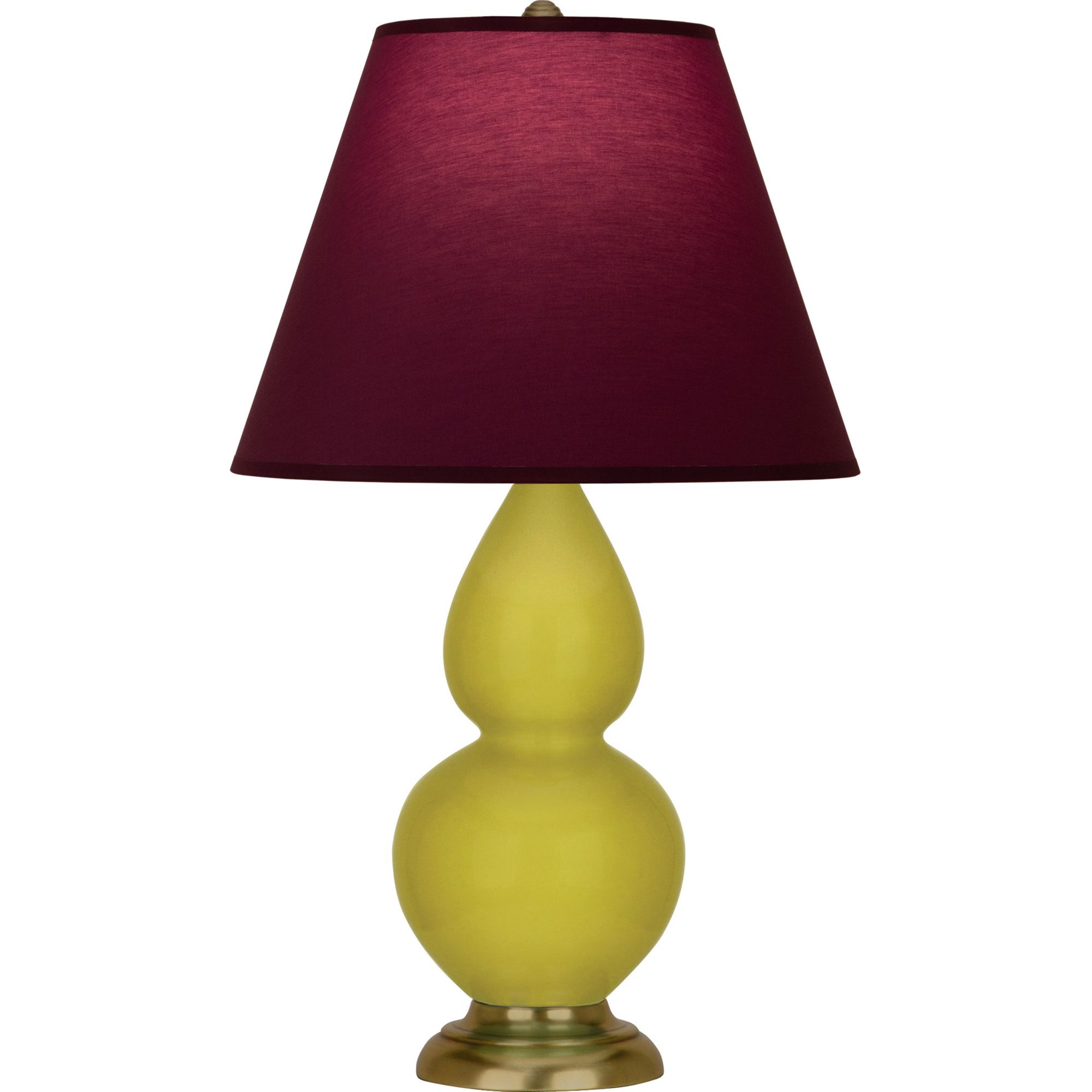 Image 2 Double Gourd 22.75"H Citron And Brass Lamp w/ Plum And Lavender Shade more views