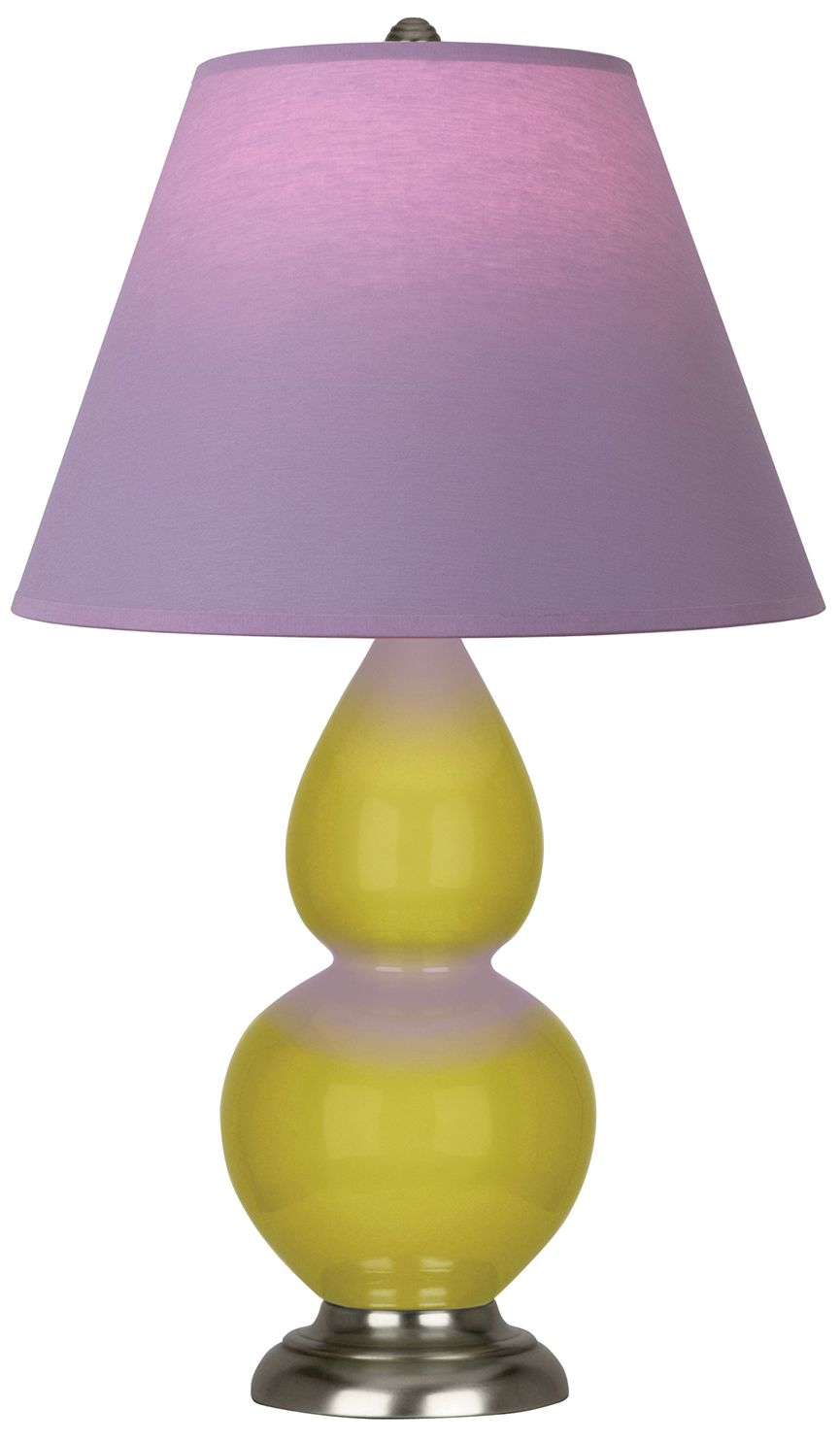 Double Gourd 22.75"H Citron &amp; Silver Lamp w/ Lavender &amp; Plum M