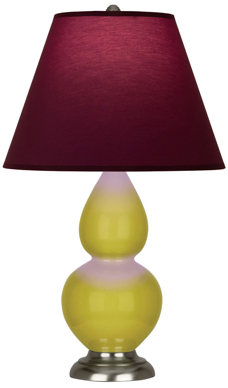Double Gourd 22.75"H Citron &amp; Silver Lamp w/ Plum &amp; Lavender M