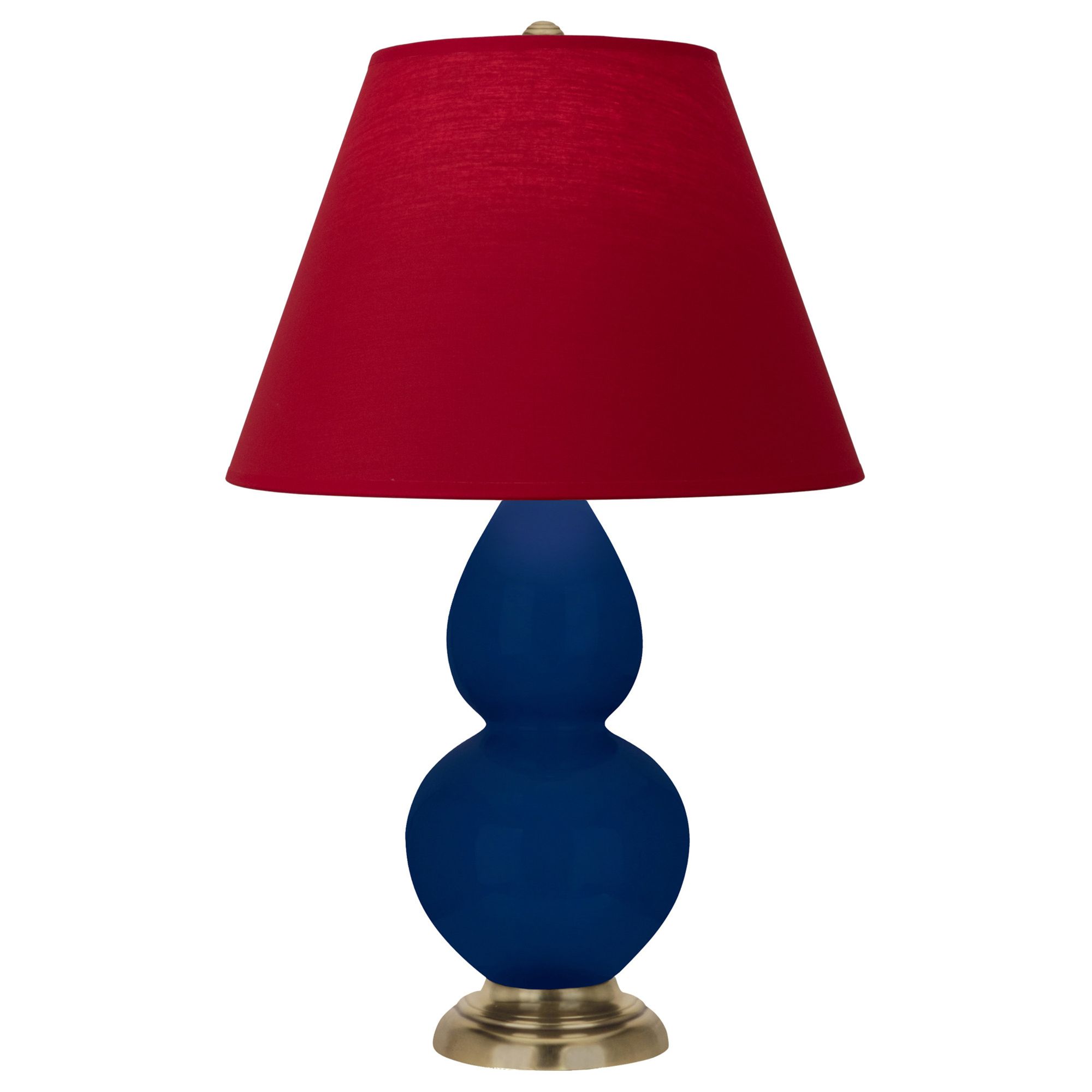 Image 2 Double Gourd 22.75"H Cobalt And Brass Lamp w/ Rose And Ink Shade more views
