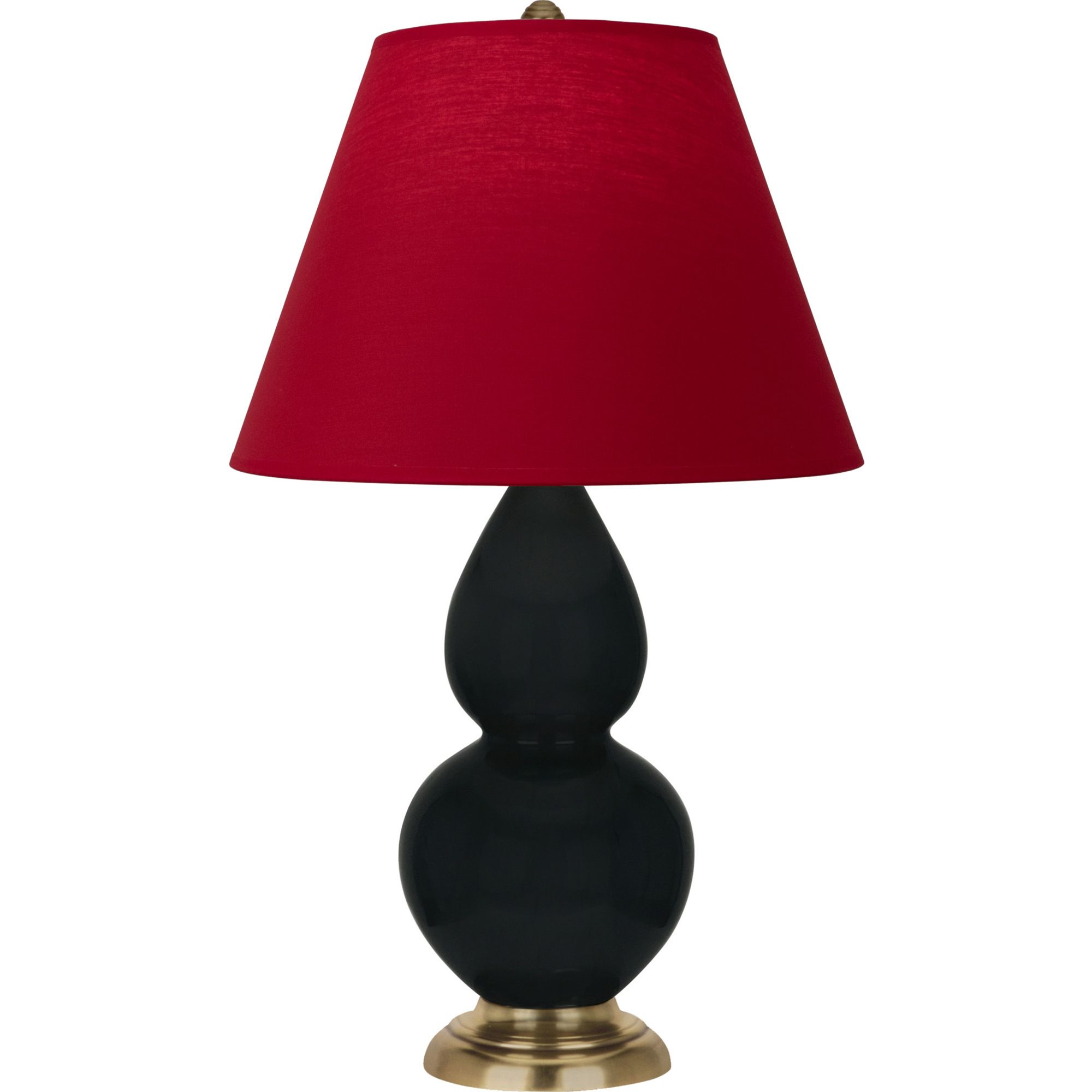 Image 2 Double Gourd 22.75"H Obsidian And Brass Lamp w/ Rose And Ink Shade more views