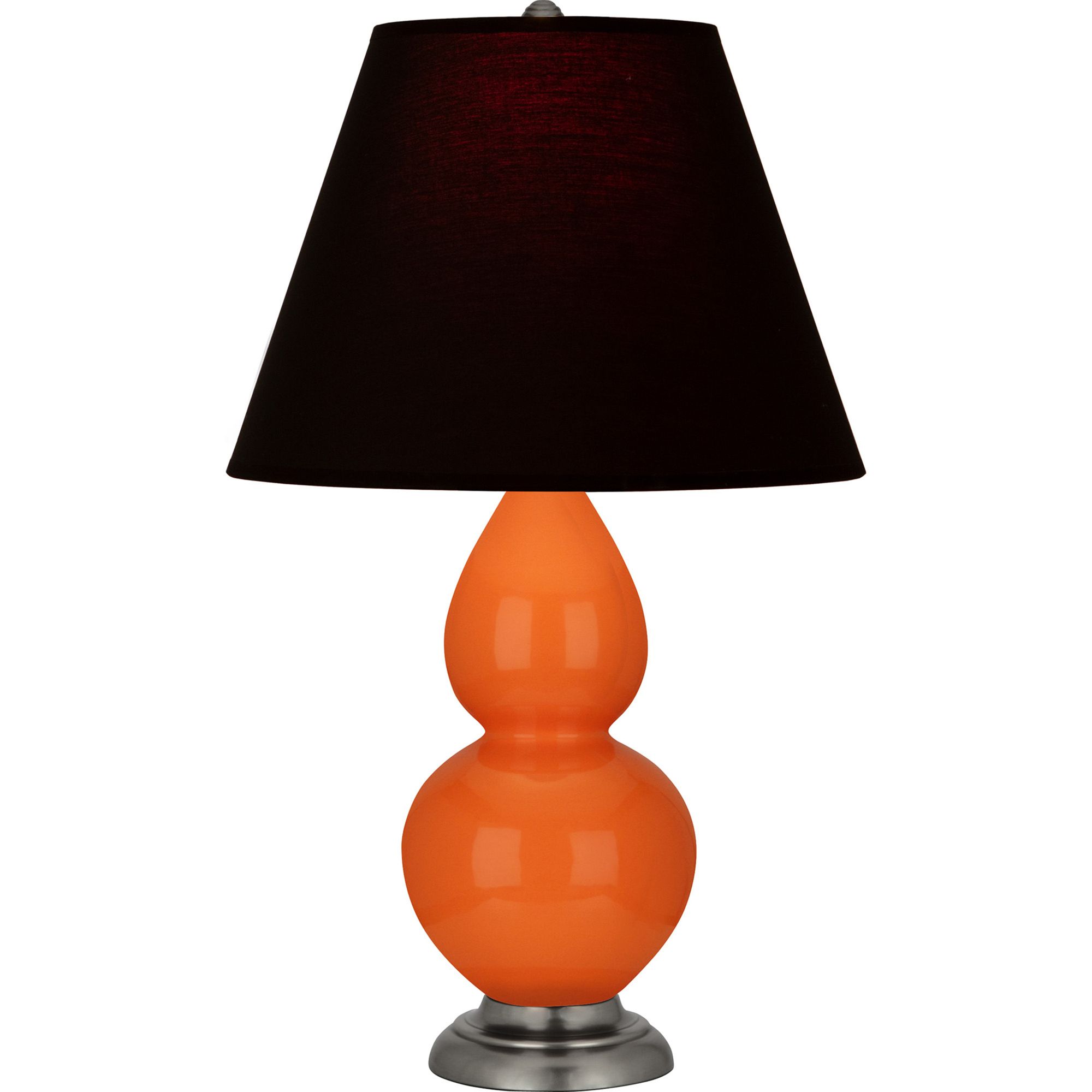 Image 2 Double Gourd 22.75"H Pumpkin And Silver Lamp w/ Ink And Rose Shade more views