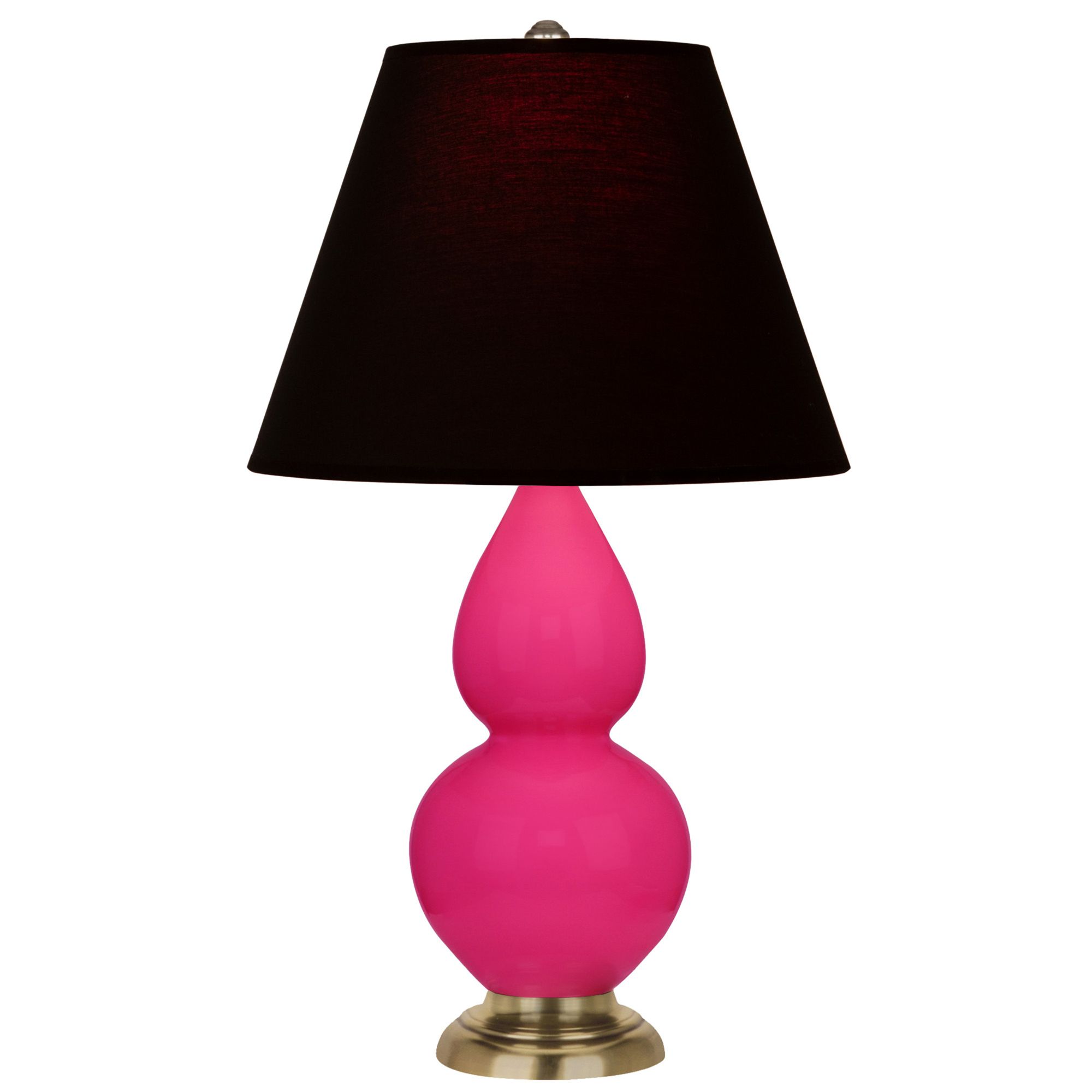 Image 2 Double Gourd 22.75"H Razzle Rose & Brass Lamp w/ Ink & Rose Ma more views