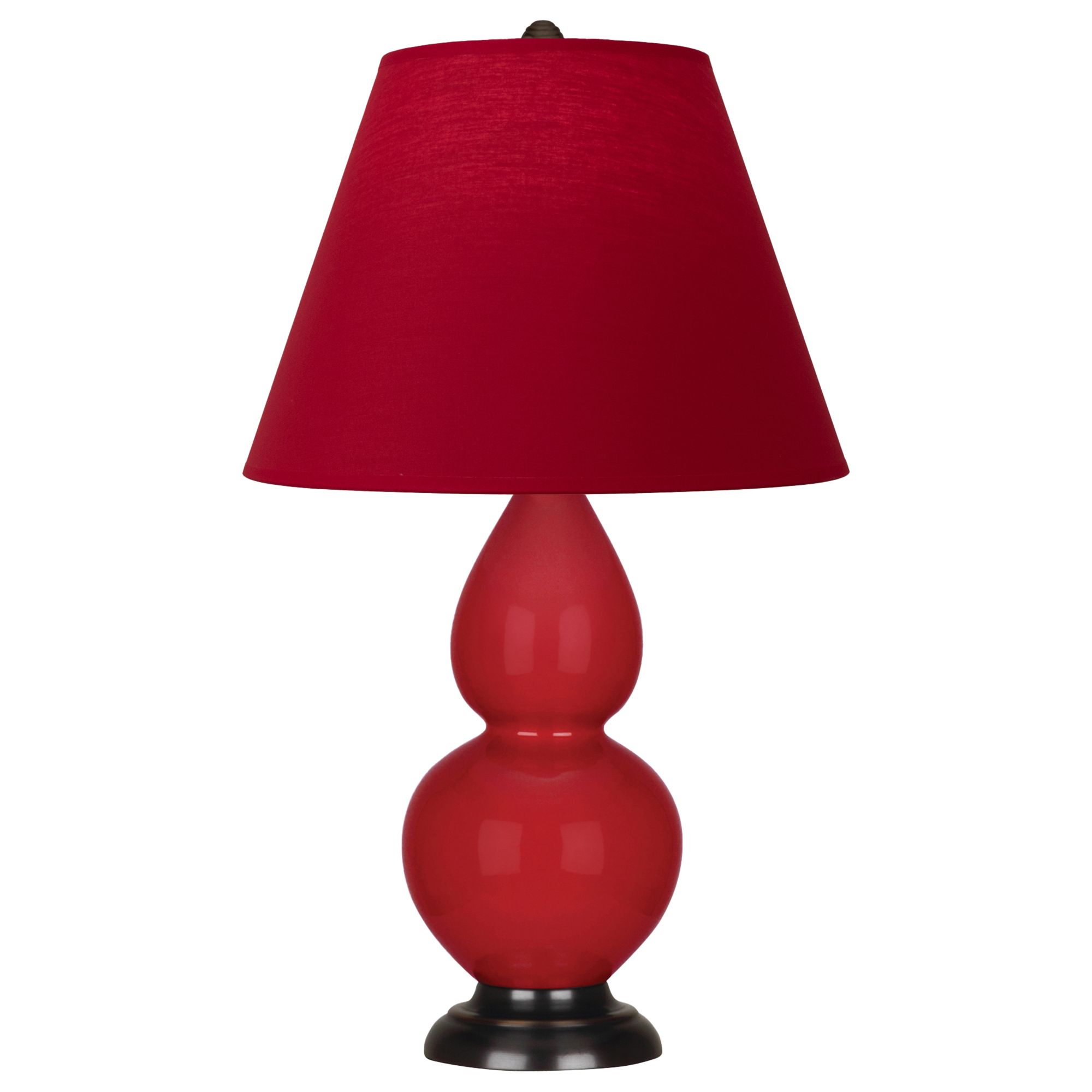 Image 2 Double Gourd 22.75"H Ruby Red And Bronze Lamp w/ Rose And Ink Shade more views