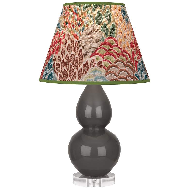Image 1 Double Gourd 22"H Ash And Lucite Accent Lamp w/ Fall Floral Shade