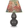 Double Gourd 22"H Ash And Lucite Accent Lamp w/ Fall Floral Shade