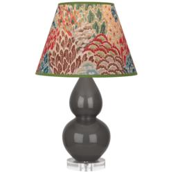 Double Gourd 22"H Ash And Lucite Accent Lamp w/ Fall Floral Shade
